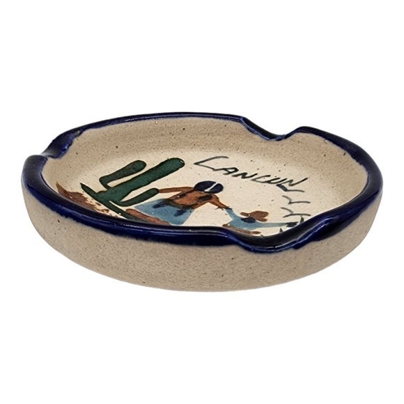 Ash‎ Tray Mexico Cactus Woman Boy Signed Ashtray - Picture 3 of 7